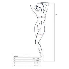   Passion BS048 - White Open-Net Bodysuit with Neck Strap (S-L)