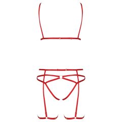 Passion Magali - 3-Piece Decorative Body Harness Set (Red)