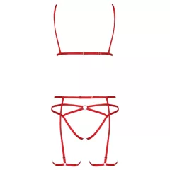 Passion Magali - 3-Piece Decorative Body Harness Set (Red)