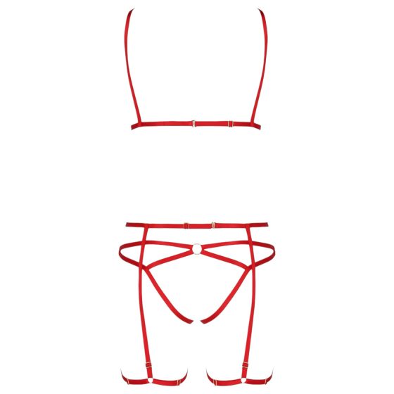 Passion Magali - 3-Piece Decorative Body Harness Set (Red)