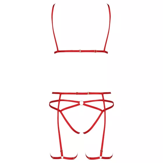 Passion Magali - 3-Piece Decorative Body Harness Set (Red)