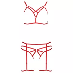 Passion Magali - 3-Piece Decorative Body Harness Set (Red)