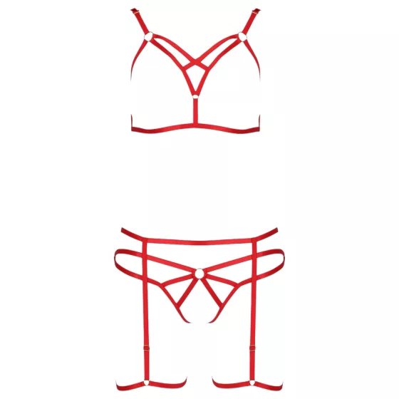 Passion Magali - 3-Piece Decorative Body Harness Set (Red)