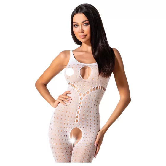 Passion BS078 - white, polka-dot, open catsuit (S-L)