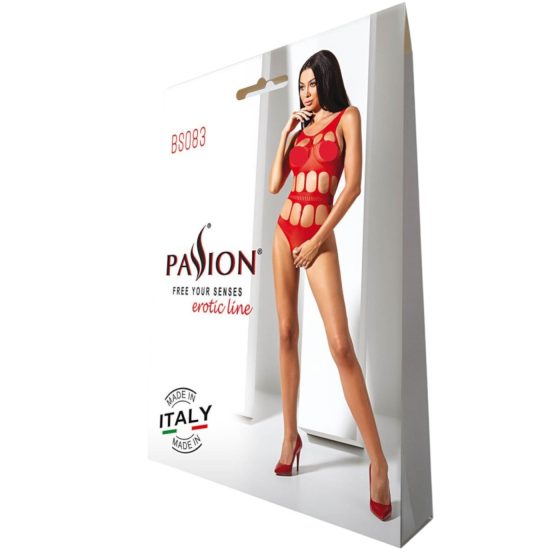 Passion BS083 - Red Lace Open-Back Bodysuit (S-L)