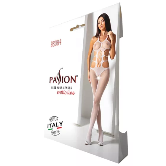 Passion BS084 - lace‑up, top-style, white jumpsuit (S-L)