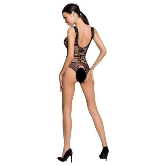 Passion BS086 - Sheer Striped Bodysuit (Black) - Sizes S-L