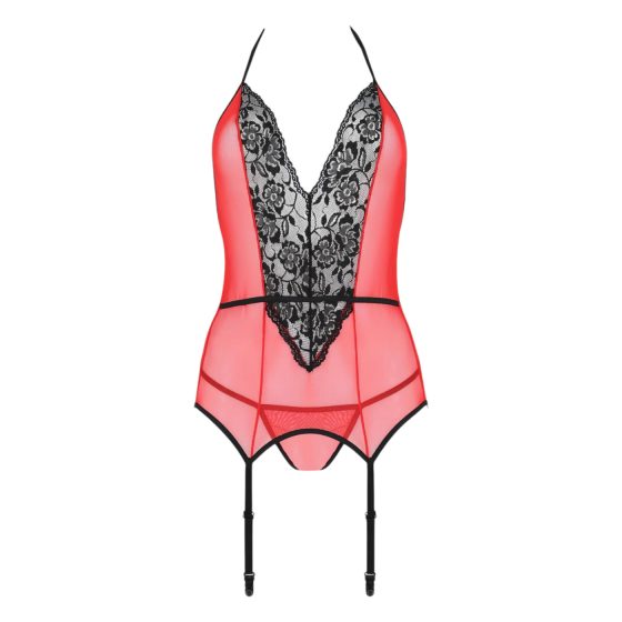 Passion Peonia - Red Top & Thong Set - L/XL