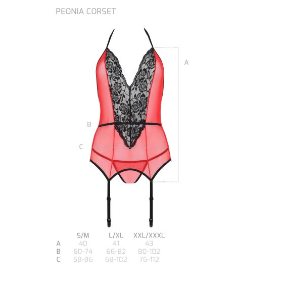 Passion Peonia - Red Top & Thong Set - L/XL