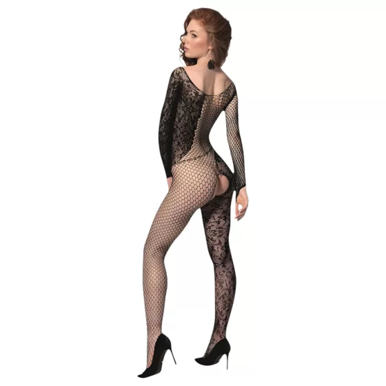 Passion BS107 - black floral fishnet bodystocking (S-L)