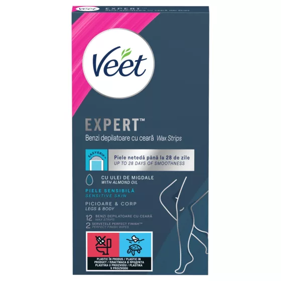 Veet Expert Ready-to-Use Wax Strips for Dry Skin (12 pcs)