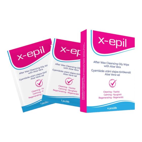 X-Epil - Post Waxing Oil Wipes (4pcs) - Aloe Vera