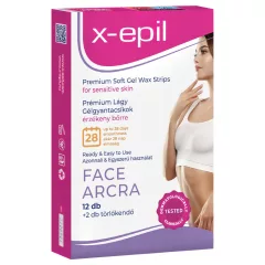   X-Epil - Premium Ready-to-Use Gel Wax Strips (12ct) - For Face