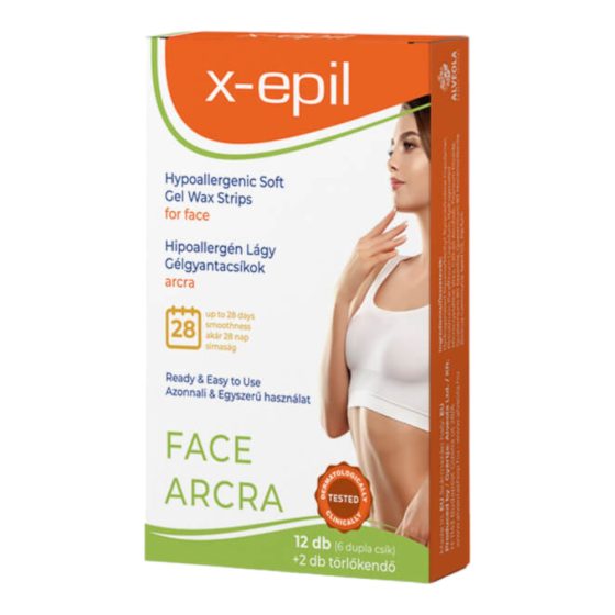 X-Epil - ready-to-use hypoallergenic gel resin strips (12pcs) - for face