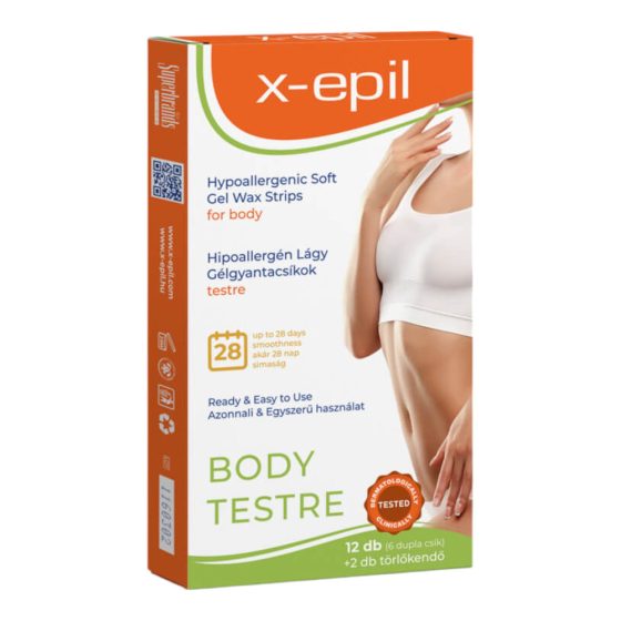 X-Epil - ready-to-use hypoallergenic gel resin strips (12pcs) - for body