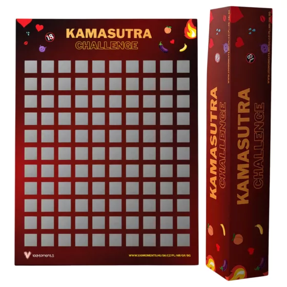 100Moments 100 Kama Sutra Challenge - Scratch-Off Sex Position Poster for Couples - A2