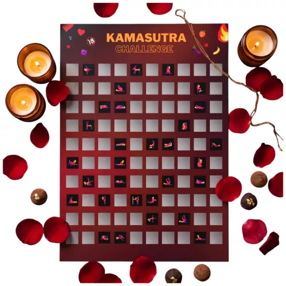 100Moments 100 Kama Sutra Challenge - Scratch-Off Sex Position Poster for Couples - A2
