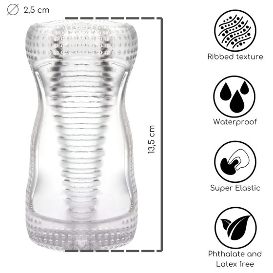 Desirel Vertigo – Ribbed Interior Masturbator (Transparent)