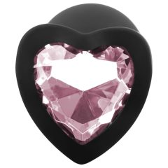 Sunfo - Heart Gem Silicone Anal Plug (Black-Pink)