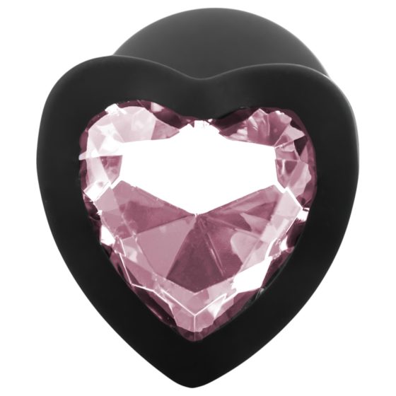 Sunfo - Silicone Heart Jewel Anal Plug (Black-Pink)