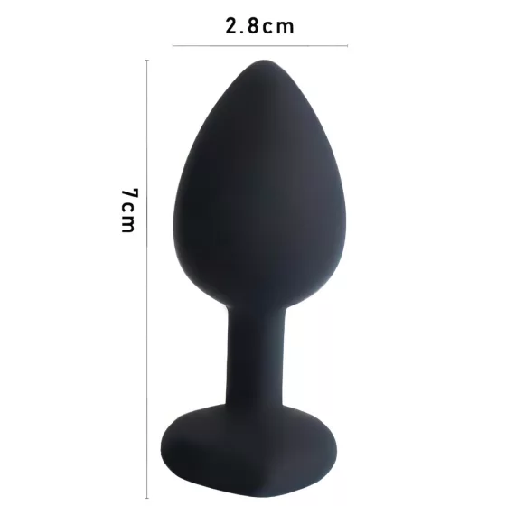 Sunfo - Heart Gem Silicone Anal Plug (Black-Pink)