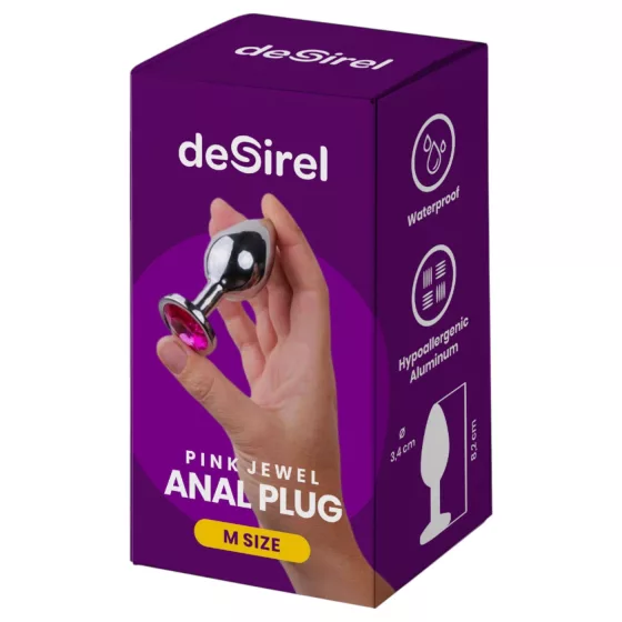 Desirel Pink Jewel M - Silver & Pink Anal Plug