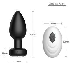   Desirel Easy Obsidian - rechargeable, remote-controlled anal vibrator (black)