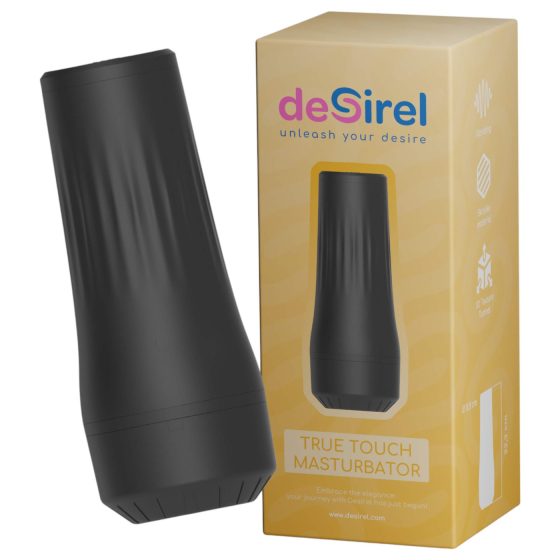 Desirel True Touch - Lifelike Vibration Pleasure Sleeve (Natural-Black)