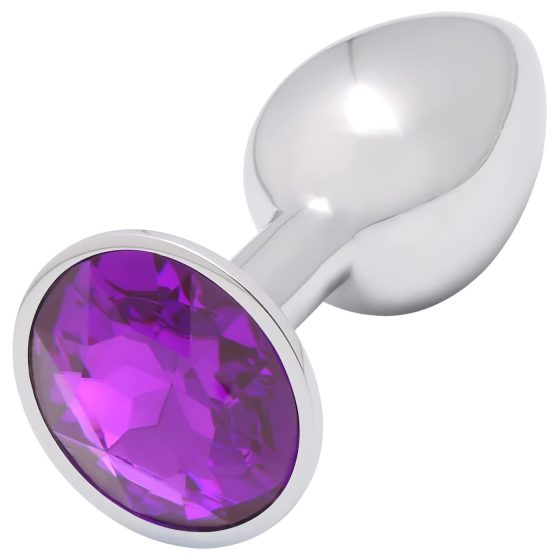 Sunfo - Metal Anal Plug with Purple Gem (Silver)