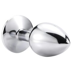 Sunfo - Silver Metal Anal Plug with Red Gem