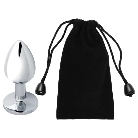 Sunfo - Metal Anal Plug with Green Gem (Silver)