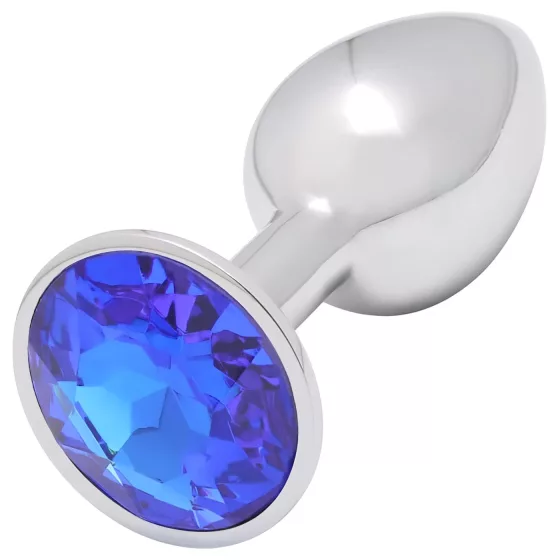 Sunfo - Metal Anal Plug with Blue Gem (Silver)