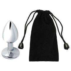 Sunfo - Silver Metal Anal Plug with Light Blue Gem