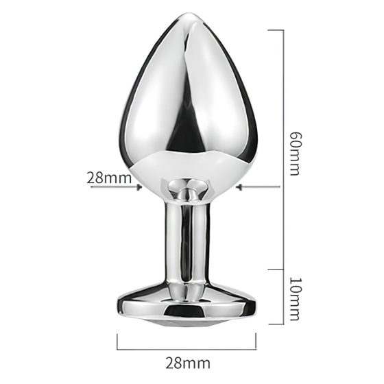 Sunfo - Heart Gem Metal Anal Plug with Black Stone (Silver)
