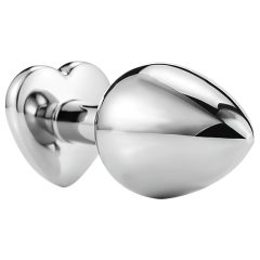 Sunfo - Silver Heart-Shaped Metal Anal Plug with Gold Gem