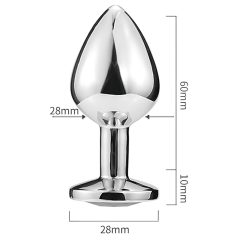   Sunfo - Metal Heart-Shaped Anal Plug with Golden Gem (Silver)