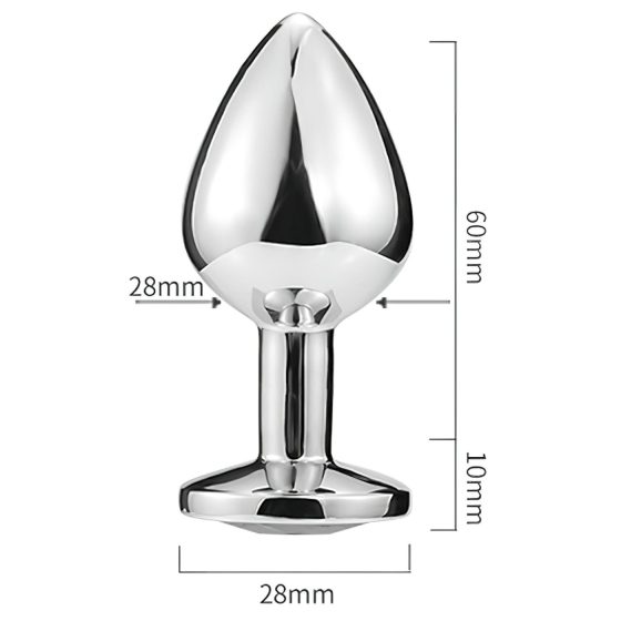 Sunfo - Silver Heart-Shaped Metal Anal Plug with Gold Gem