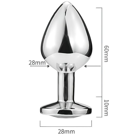 Sunfo - Silver Heart Gem Metal Anal Plug (Pink Stone)