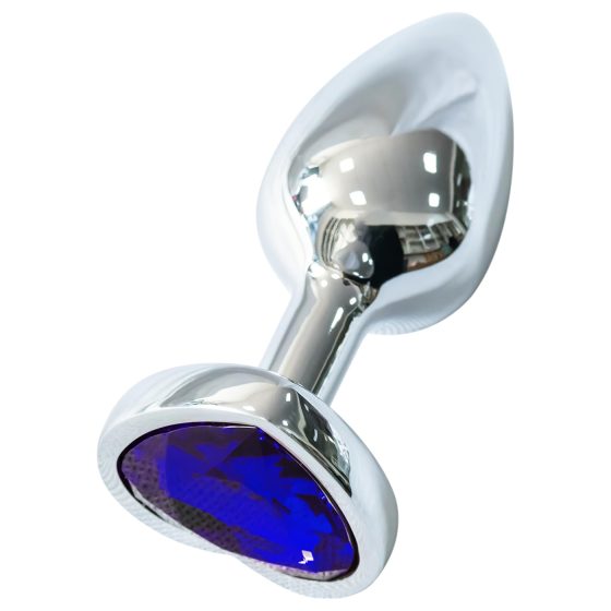 Sunfo - Heart-Shaped Amethyst Metal Anal Plug (Silver)