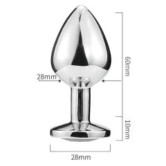   Sunfo - Silver Metal Heart-Shaped Anal Plug with Dark Purple Gem