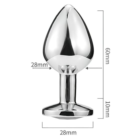 Sunfo - Heart-Shaped Amethyst Metal Anal Plug (Silver)
