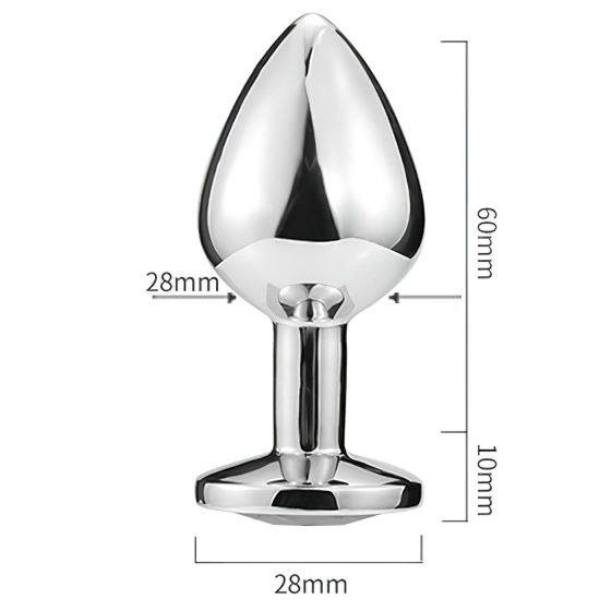 Sunfo - Heart-Shaped Metal Anal Plug with Purple Jewel (Silver)
