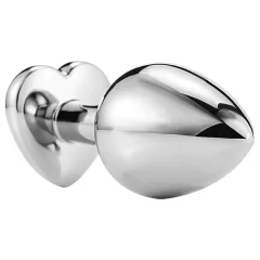 Sunfo - metal anal plug with heart-shaped blue gem (silver)