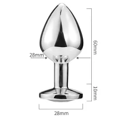 Sunfo - metal anal plug with heart-shaped blue gem (silver)