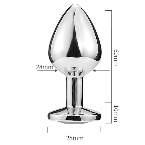 Sunfo - Heart-Shaped Metal Anal Plug with Blue Gem (Silver)