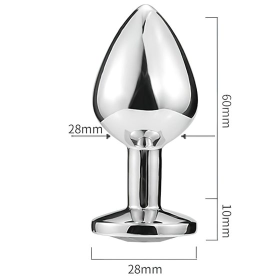 Sunfo - Heart-Shaped Metal Anal Plug with Light Blue Gem (Silver)