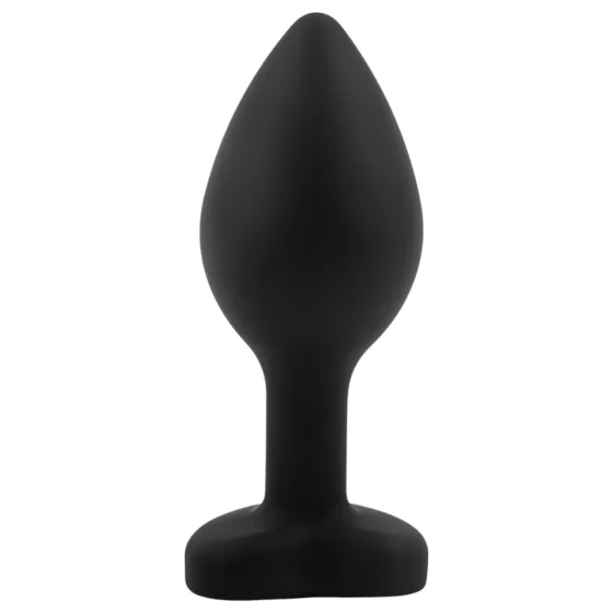 Sunfo - Black Silicone Heart-Shaped Anal Plug with Dark Blue Gem