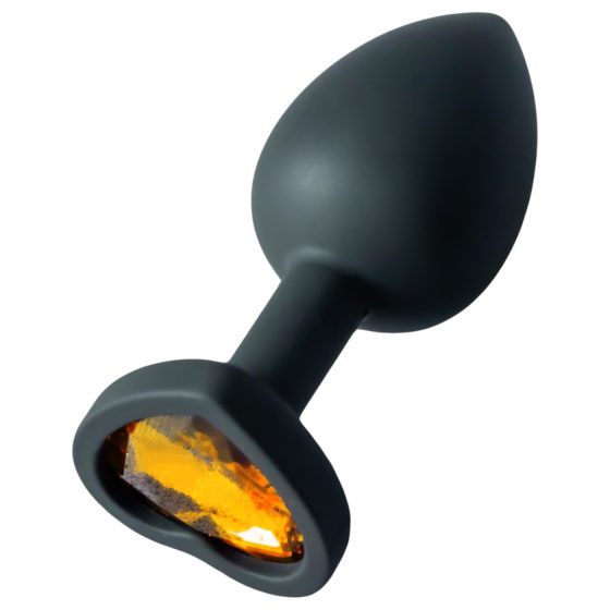 Sunfo - Silicone Heart Gem Anal Plug (Black)