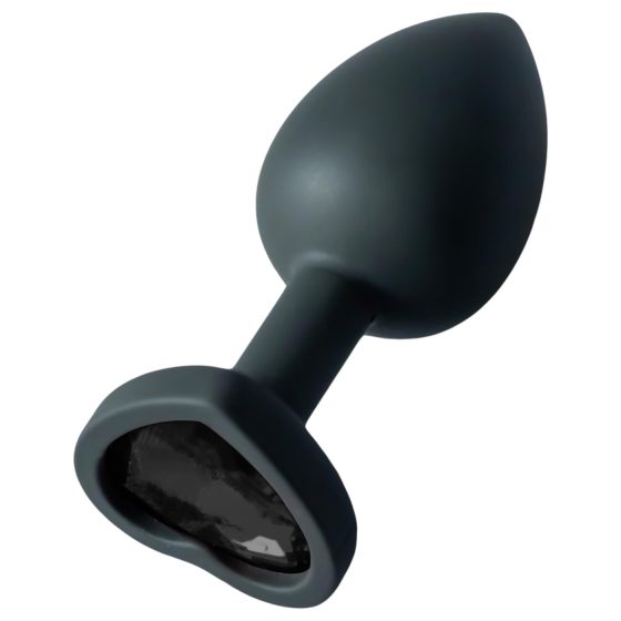 Sunfo - Heart Gem Silicone Anal Plug (Black Stone)
