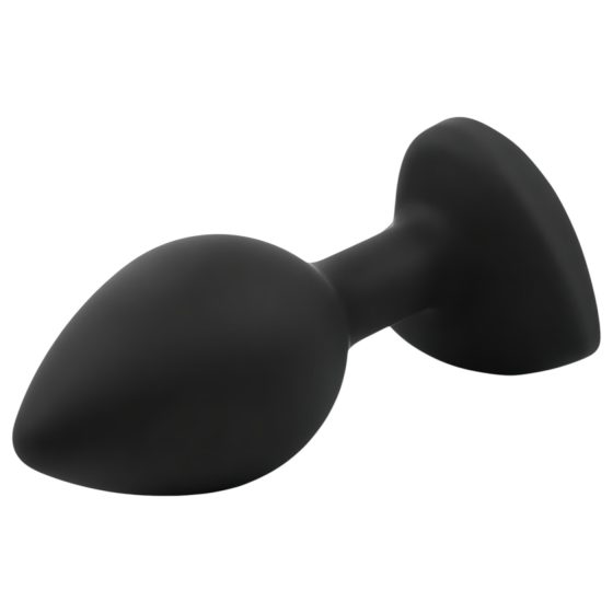Sunfo - Silicone Heart Gem Anal Plug in Black with Purple Jewel